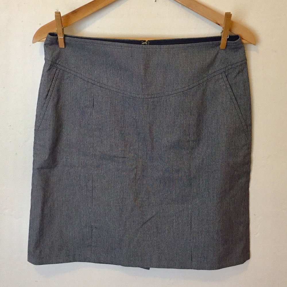 Banana Republic Navy and White Pinstriped Skirt